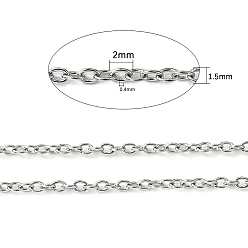 Stainless Steel Color 304 Stainless Steel Cable Chains, Unwelded, Stainless Steel Color, 2x1.5x0.4mm