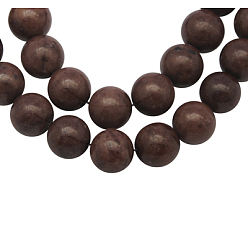 Saddle Brown Natural Mashan Jade Beads Strands, Dyed, Round, Saddle Brown, 10mm, Hole: 1.2mm, about 42pcs/strand, 16 inch