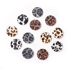 Mixed Color PU Leather Pendants, Flat Round, Mixed Color, 24x1.8mm, Hole: 2mm