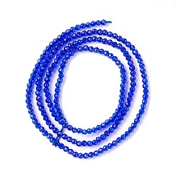 Bleu Chapelets de perles en verre transparentes  , facette, ronde, bleu, 2mm, Trou: 0.6mm, Environ 182~201 pcs/chapelet, 14.57~15.24 pouce ((37~38.7 cm)