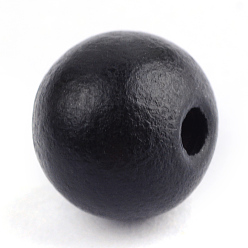 Black Dyed Wood Beads, Round, Black, 7x6mm, Hole: 2mm, about 9000pcs/1000g
