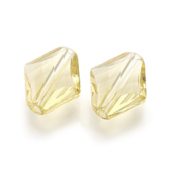 Light Goldenrod Yellow Imitation Austrian Crystal Beads, Grade AAA, Faceted, Rhombus, Light Goldenrod Yellow, 14~14.5x12x5~7mm, Hole: 0.9~1mm