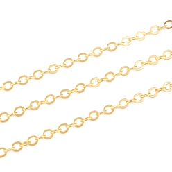 Golden Brass Flat Oval Cable Chains, Soldered, with Spool, Cadmium Free & Nickel Free & Lead Free, Golden, 2.5x2x0.45mm, about 301.83 Feet(92m)/roll