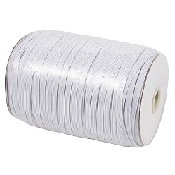 White 3/8 inch Flat Braided Elastic Rope Cord, Heavy Stretch Knit Elastic with Spool, White, 8~8.5mm, about 90~100yards/roll(300 feet/roll)