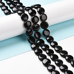 Obsidienne Obsidienne naturelle perles brins, plat rond, 12x5mm, Trou: 0.8mm, Environ 34 pcs/chapelet, 15.94 icnh(40.5cm)
