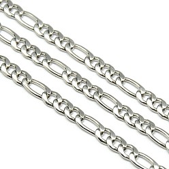 Stainless Steel Color Stainless Steel Figaro Chains, Unwelded, Stainless Steel Color, 5~8x4x1mm
