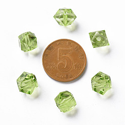 Yellow Green Transparent Acrylic Beads, Faceted, Polygon, Yellow Green, 8x10x9mm, Hole: 1.6mm, about 1300pcs/500g