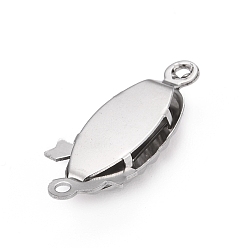 Stainless Steel Color 304 Stainless Steel Box Clasps, Oval, Stainless Steel Color, 21x8x5mm, Hole: 1mm