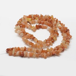 Salmon Natural Red Aventurine Beads Strands, Chip, Salmon, 3~5x7~13x2~4mm, Hole: 0.4mm, about 31.5 inch(80cm)