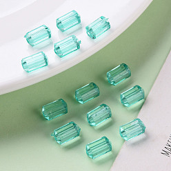 Turquoise Transparent Acrylic Beads, Faceted, Polygon, Turquoise, 9x5mm, Hole: 1.8mm, about 3496pcs/500g