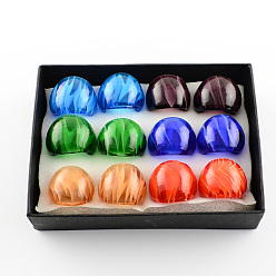 Mixed Color Handmade Lampwork Wide Band Rings, Mixed Color, 17~19mm, about 12pcs/box