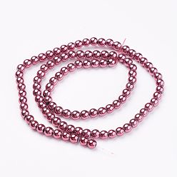 Flamingo Non-magnetic Synthetic Hematite Bead Strands, Round, Flamingo, 4mm, Hole: 1mm, about 103pcs/strand, 15.7 inch