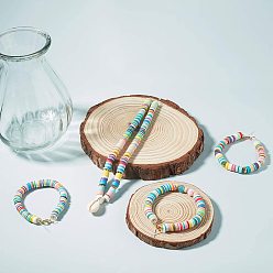 PapayaWhip Flat Round Eco-Friendly Handmade Polymer Clay Bead Spacers, PapayaWhip, 3x1mm, Hole: 1mm, about 380~400pcs/strand, 17.7 inch