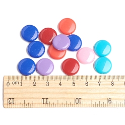 Mixed Color Solid Colour Acrylic Beads, Flat Round, Mixed Color, 14x5mm, Hole: 1mm, 700pcs/500g