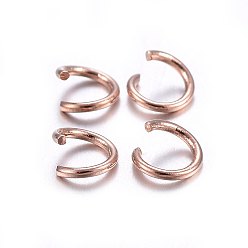 Rose Gold 304 Stainless Steel Jump Rings, Open Jump Rings, Rose Gold, 21 Gauge, 5x0.7mm