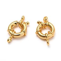 Real 18K Gold Plated Rack Plating Brass Spring Clasps, Real 18K Gold Plated, 13x5mm, Hole: 2mm
