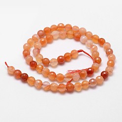 Carnelian Natural Carnelian Beads Strands, Faceted, Round, 10mm, Hole: 1mm, about 37pcs/strand, 14.9 inch~15.1 inch