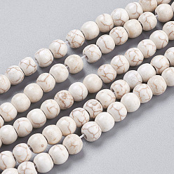 Magnesite Synthetic Magnesite Beads Strands, Round, 6mm, Hole: 0.8mm, about 74~76pcs/strand, 16 inch
