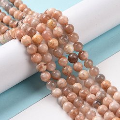 Sunstone Round Natural Sunstone Beads Strands, 6mm, Hole: 1mm, about 62pcs/strand, 15.4 inch