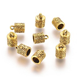 Antique Golden Tibetan Style Cord Ends, Column, Cadmium Free & Nickel Free & Lead Free, Antique Golden, 13x8.5x8.5mm, Hole: 2mm
