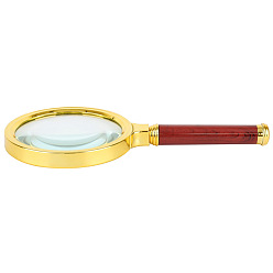 Clear Glass lens Portable Handheld Reading Magnifiers, 10X Magnifying Loupe, for Senior and Kids, with Wooden Handle & ABS Plastic Frame, Clear, 185x100x15mm