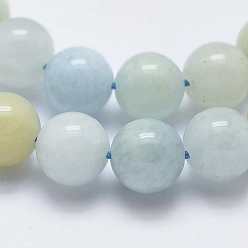 Aquamarine Natural Aquamarine Beads Strands, Round, 8mm, Hole: 1mm, about 52pcs/strand, 15.7 inch