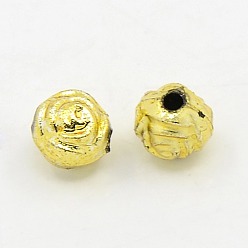 Golden Plated Plating Plastic Acrylic Flower Rose Beads, Golden Plated, 8mm, Hole: 1.5mm, about 1800pcs/pound