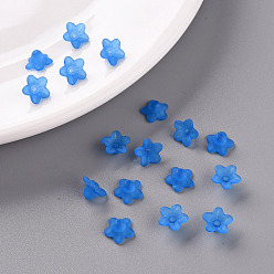 Blue Transparent Acrylic Beads, Flower, Frosted, Blue, 12x7mm, Hole: 1mm, about 4600pcs/500g