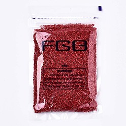 Dark Red 11/0 Grade A Glass Seed Beads, Cylinder, Uniform Seed Bead Size, Baking Paint, Dark Red, 1.5x1mm, Hole: 0.5mm, about 20000pcs/bag