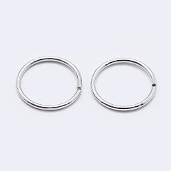 Платина Открытые кольца из стерлингового серебра с родиевым покрытием 925, круглые кольца, платина, 18 датчик, 9x1 мм, внутренний диаметр: 7 мм, Около 48 шт / 10 г