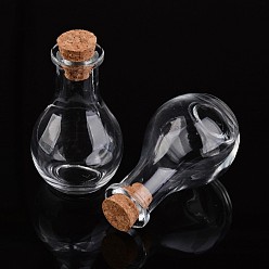 Clear Glass Bottle for Bead Containers, with Cork Stopper, Wishing Bottle, Clear, 4.9x8.8cm, Bottleneck: 2.2cm in diameter, Hole: 15mm, Capacity: 55ml(1.85 fl. oz)