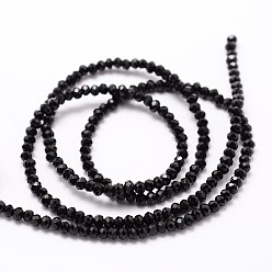 Black Glass Bead Strands, Rondelle, Faceted, Black, 2~3x2mm, Hole: 1mm, about 165~169pcs/strand, 16 inch