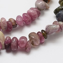 Colorful Natural Tourmaline Beads Strands, Chip, Colorful, 3~5x7~13x2~4mm, Hole: 0.4mm, 16 inch
