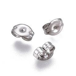Stainless Steel Color 304 Stainless Steel Ear Nuts, Earring Backs, Stainless Steel Color, 6x4.5x3mm, Hole: 0.8mm