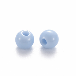 Light Sky Blue Opaque Acrylic Beads, Round, Light Sky Blue, 6x5mm, Hole: 1.8mm, about 4400pcs/500g