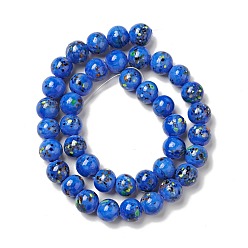 Синий Ручной работы бусины прядь, круглые, синие, 10x9~10 мм, отверстие : 1.2 мм, около 40 шт / нитка, 14.76 дюйм (37.5 см)