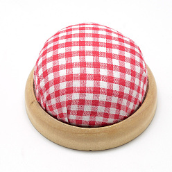 Red Cloth Needle Pin Cushions, with Wood and Foam inside, Half Round/Dome, Red, 72x40~45mm, Half Hole: 3mm
