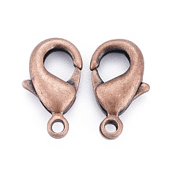 Red Copper Brass Lobster Claw Clasps, Parrot Trigger Clasps, Cadmium Free & Nickel Free & Lead Free, Red Copper, 12x7x3mm, Hole: 1mm