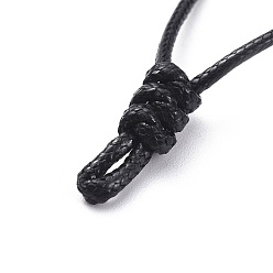Noir Fabrication de collier de corde de polyester ciré coréen réglable, avec 304 fermoirs à griffe de homard en acier inoxydable et pinces de serrage, noir, 21.26 pouces ~ 27.32 pouces (54~69.4 cm)