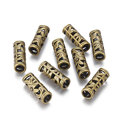 Antique Bronze Tibetan Style Hollow Tube Beads, Cadmium Free & Nickel Free & Lead Free, Antique Bronze, 23x8mm, Hole: 5mm