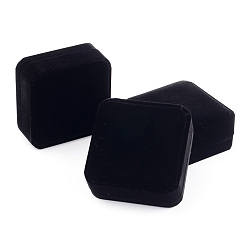 Black Square Velvet Bangle Bracelet Boxes, Displaying Bracelets, Black, 9x9x4cm, Bracelet Mould: 5.2x4.6cm