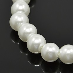 White Stretchy Glass Pearl Bracelets, with Elastic Cord, White, 6x55mm