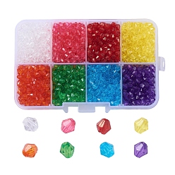 Mixed Color Transparent Acrylic Beads, Bicone, Faceted, Mixed Color, 4x4mm, Hole: 1.5mm, 2008pcs/box