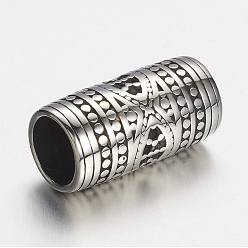 Antique Silver 304 Stainless Steel Beads, Column, Antique Silver, 23.5x12mm, Hole: 9mm