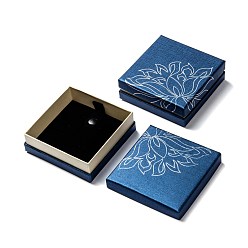 Bleu Moyen  Boîtes à bijoux bracelet en carton, velours à l'intérieur, bleu moyen, 90x90x34mm