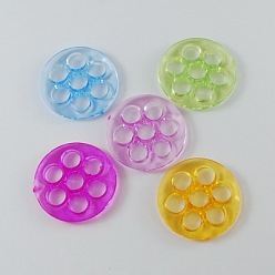 Mixed Color Transparent Acrylic Pendants, Flat Round, Mixed Color, 28x5mm, Hole: 6mm, about 400pcs/500g