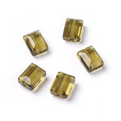 Olive Imitations de perles de cristal autrichien, grade de aaa, facette, rectangle, olive, 10x12x5.5mm, Trou: 0.9~1mm