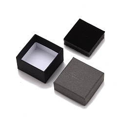Gray Rectangle Cardboard Ring Boxes, with Black Sponge inside, Gray, 5x5x3.25cm