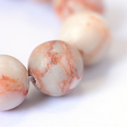 Netstone Brins de perles rondes en netstone rouge naturel, 8~8.5mm, Trou: 1mm, Environ 47 pcs/chapelet, 15.5 pouce