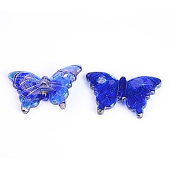 Mixed Color Handmade Silver Foil Lampwork Pendants, with Gold Sand, Butterfly, Mixed Color, 38x62x9mm, Hole: 5mm, 12pcs/box